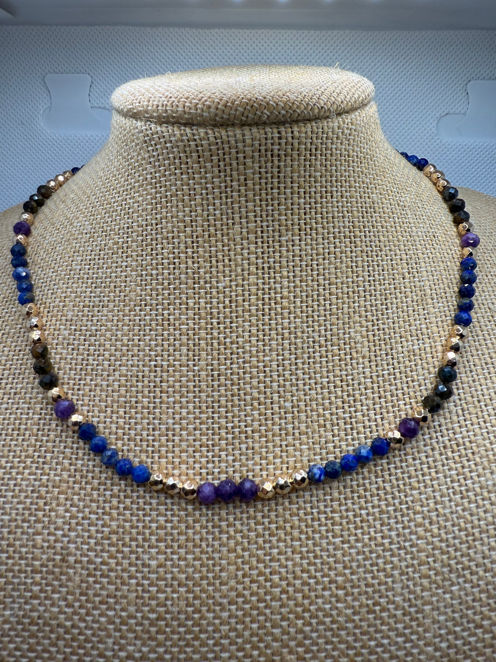 Golden Hematite, Amethyst, Tiger’s Eye & Lapis Lazuli Necklace – 39cm
