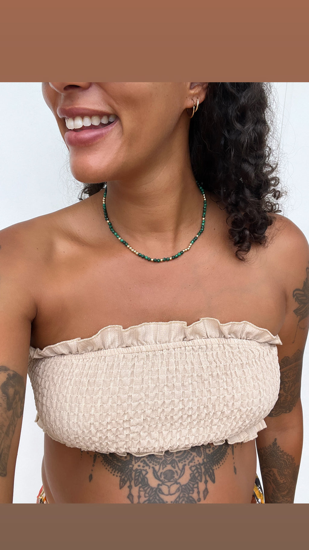 Malachite & 14K Gold Bead Necklace