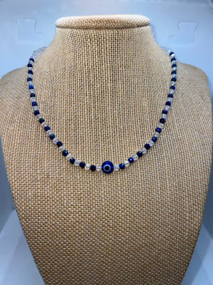 Protect Your Energy with Our Lapis Lazuli & Glass Bead Evil Eye Necklace