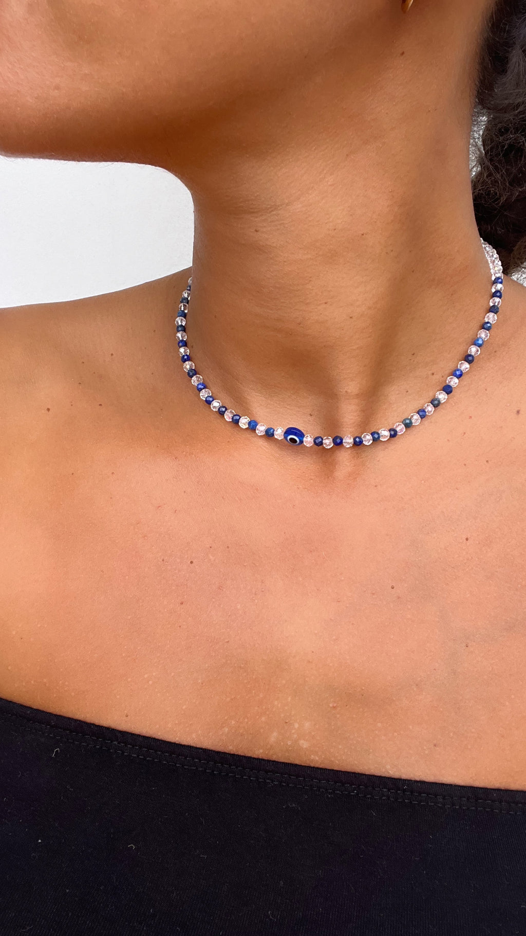 Protect Your Energy with Our Lapis Lazuli & Glass Bead Evil Eye Necklace