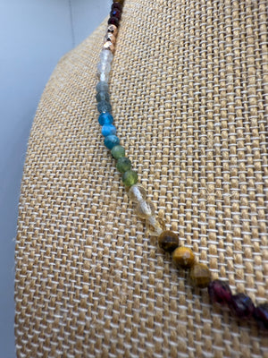 Chakra Crystal Necklace – 41 cm with Rose Gold Beads
