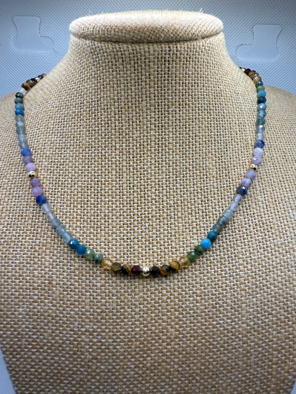 Chakra Crystal Necklace – 41.5 cm with 14k Gold Beads