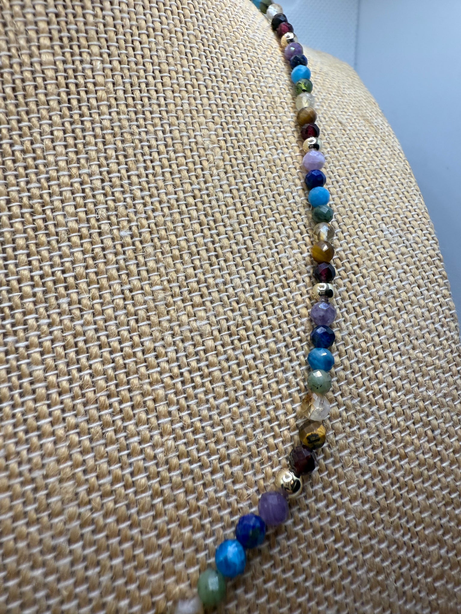 Chakra Crystal Necklace – 45cm with 14k Gold Beads