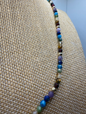 Chakra Crystal Necklace – 45cm with 14k Gold Beads