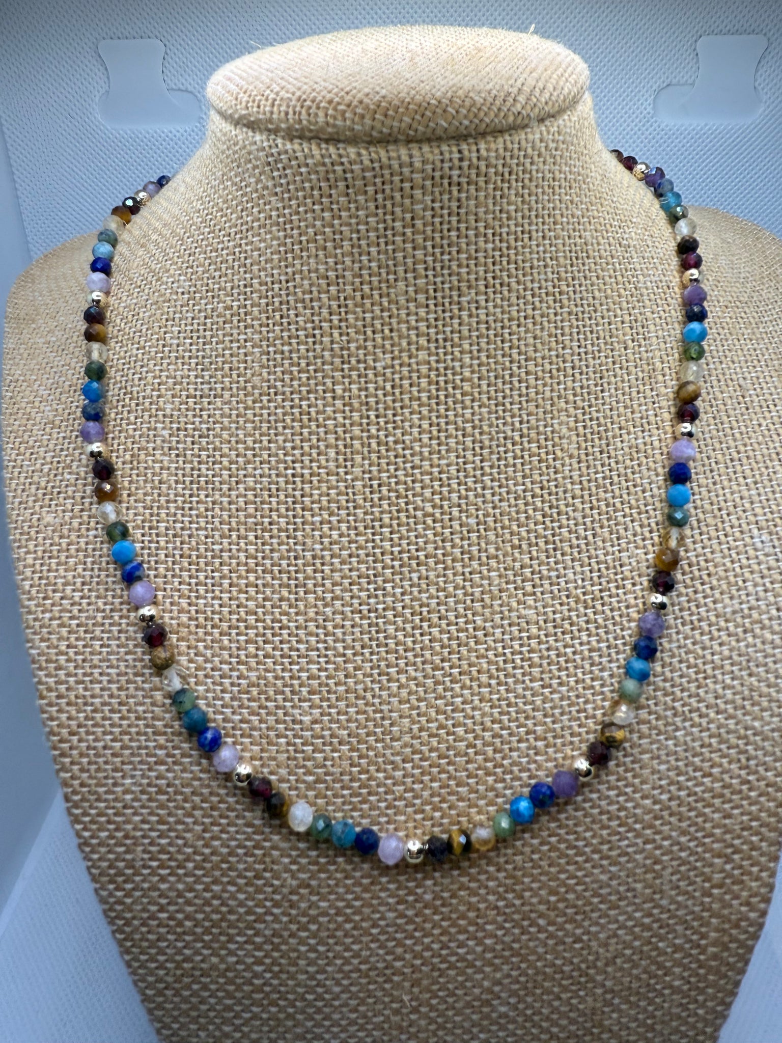 Chakra Crystal Necklace – 45cm with 14k Gold Beads