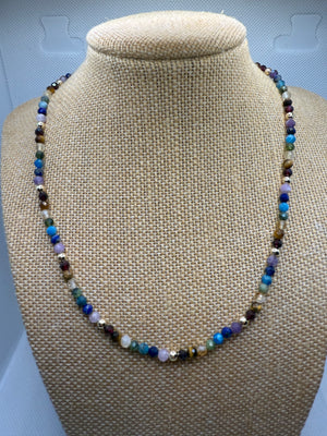 Chakra Crystal Necklace – 45cm with 14k Gold Beads