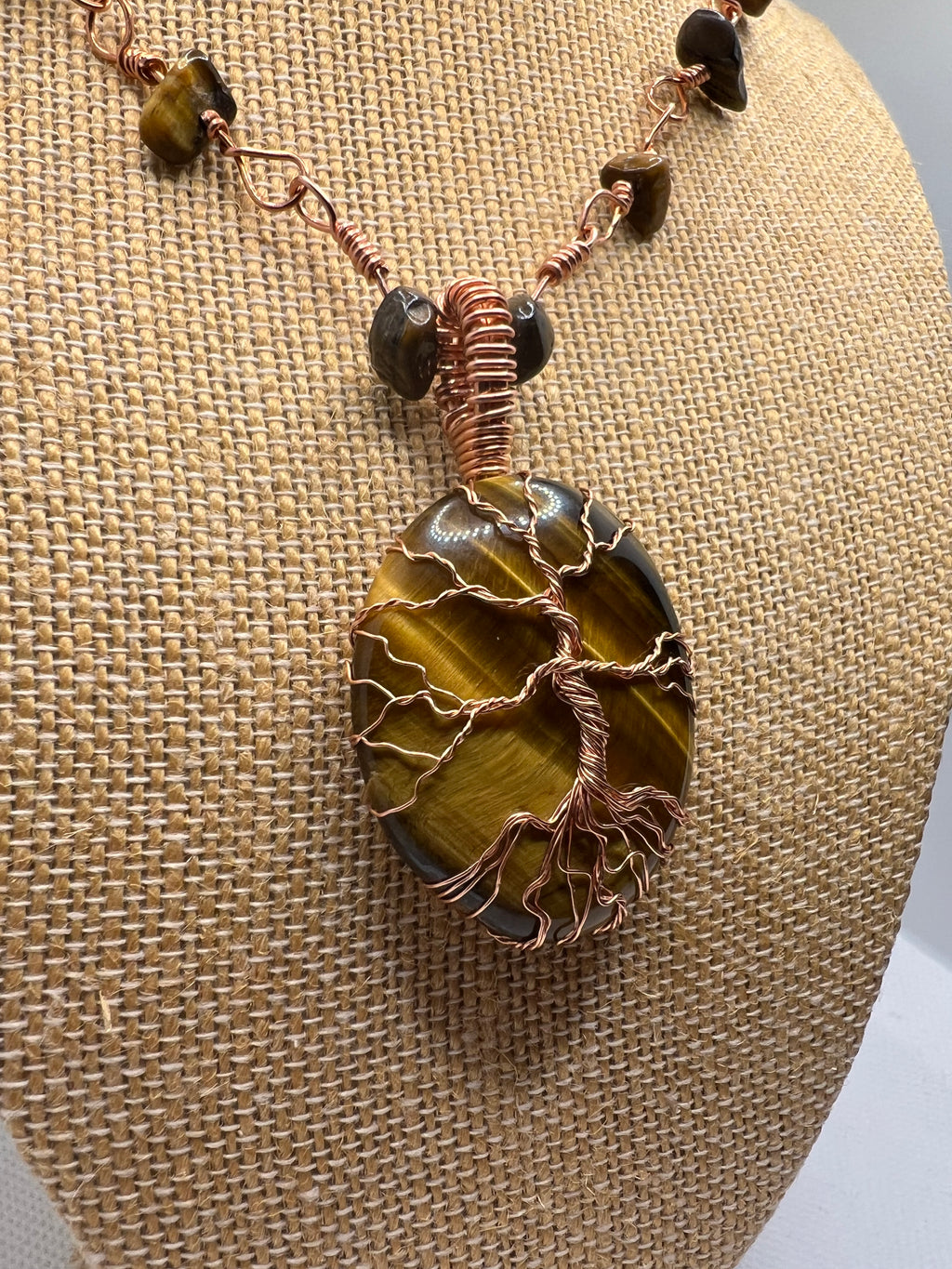 Tree of Life Tigers Eye Pendant – Handmade with tigers eye  & Copper