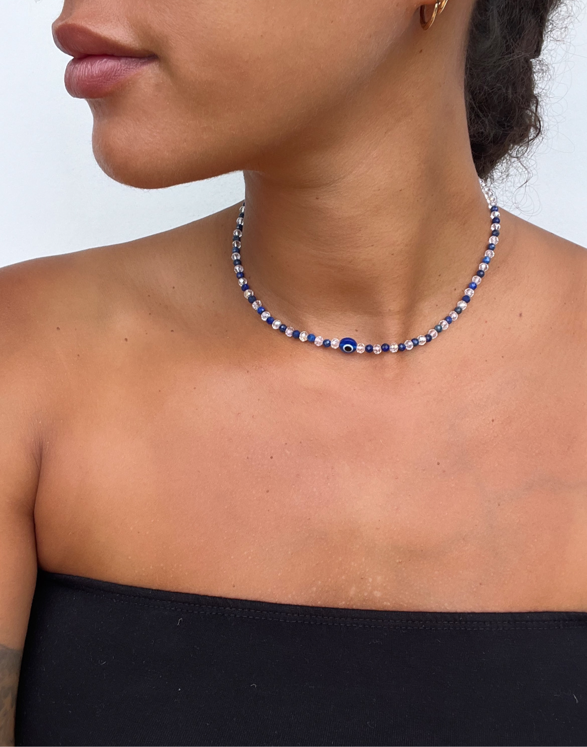 Protect Your Energy with Our Lapis Lazuli & Glass Bead Evil Eye Necklace