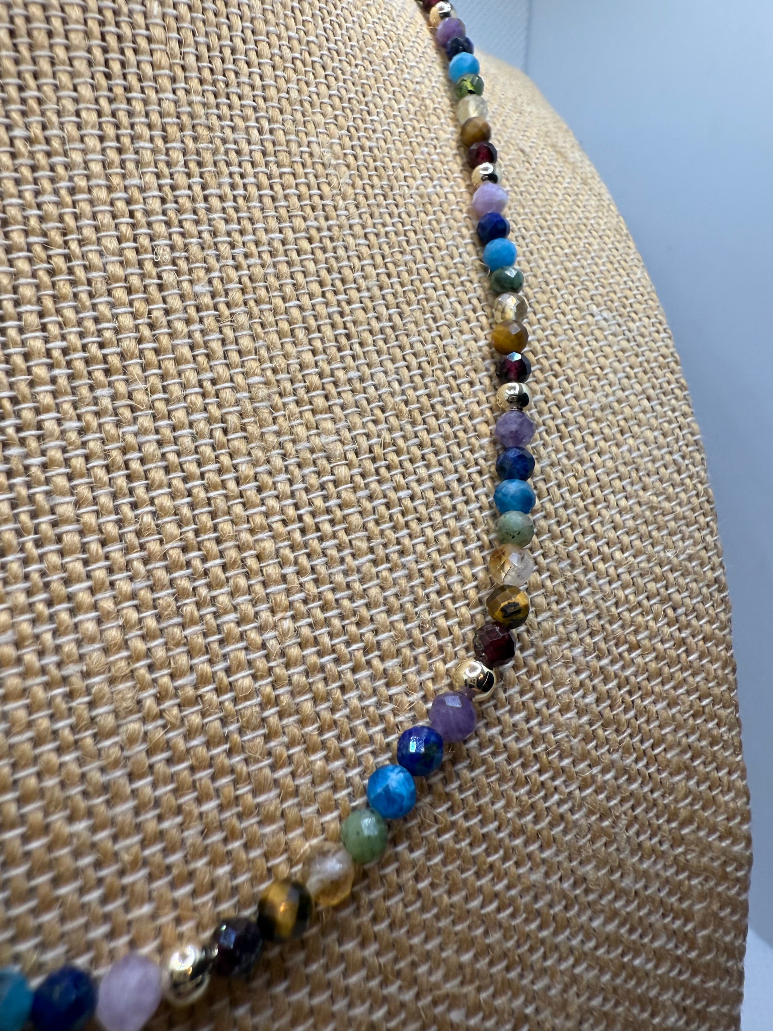 Chakra Crystal Necklace – 45cm with 14k Gold Beads