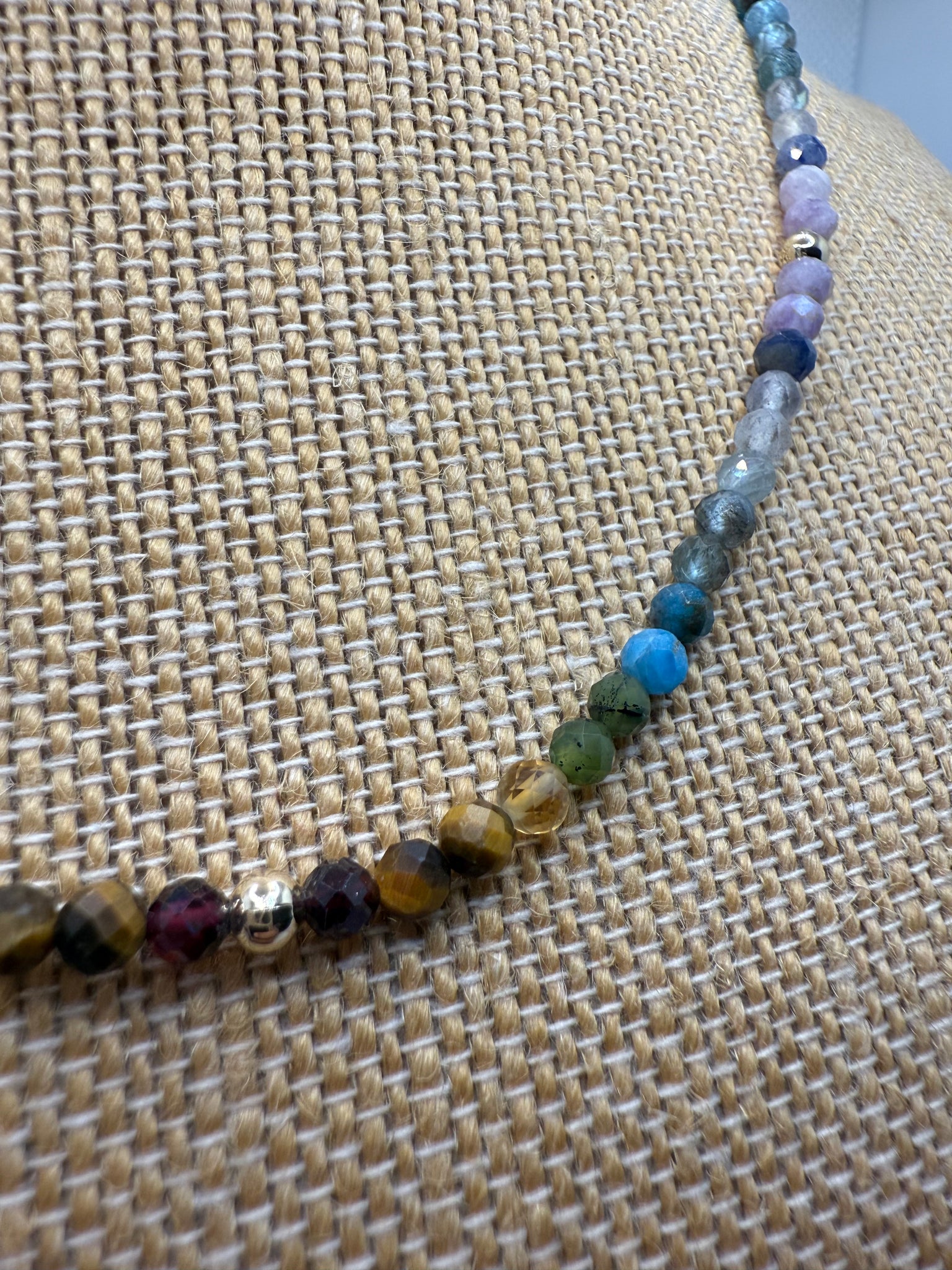 Chakra Crystal Necklace – 41.5 cm with 14k Gold Beads