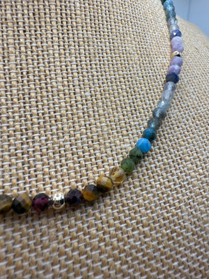 Chakra Crystal Necklace – 41.5 cm with 14k Gold Beads