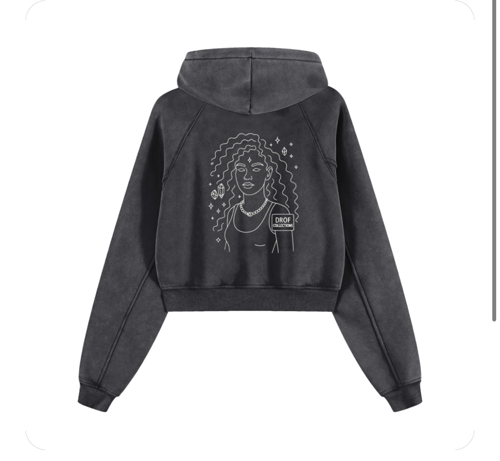 Snow Washed Drof Collection Cropped Hoodie