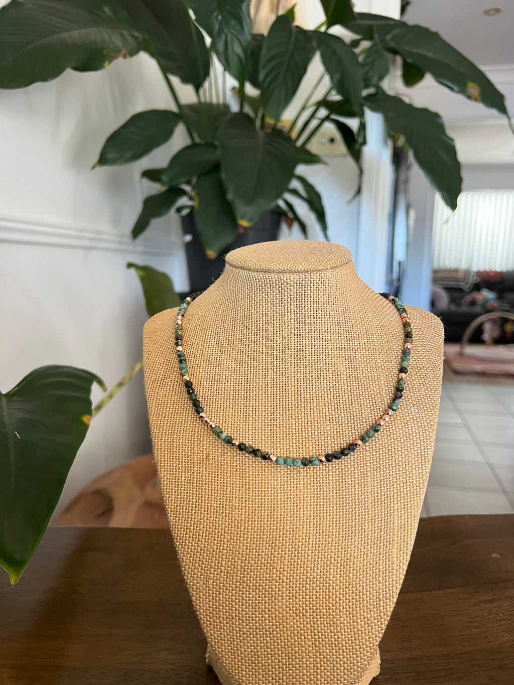 Indian Agate & Rose Gold Coated Hematite Necklace