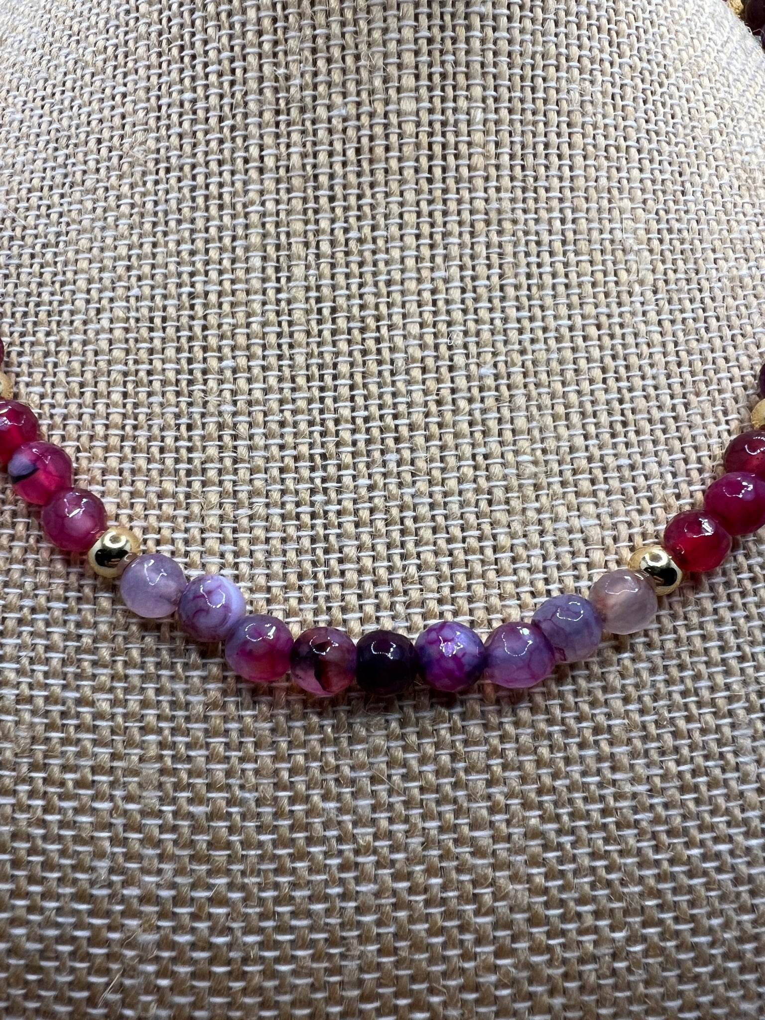Agate & 14k Gold Beaded Necklace – 41cm
