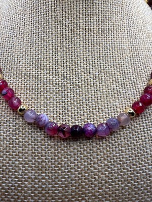 Agate & 14k Gold Beaded Necklace – 41cm