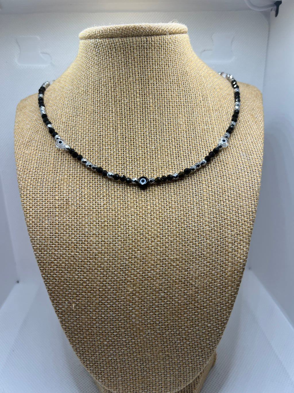 Evil Eye Obsidian & Hematite Necklace