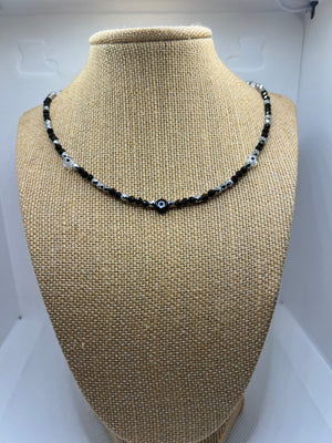 Evil Eye Obsidian & Hematite Necklace