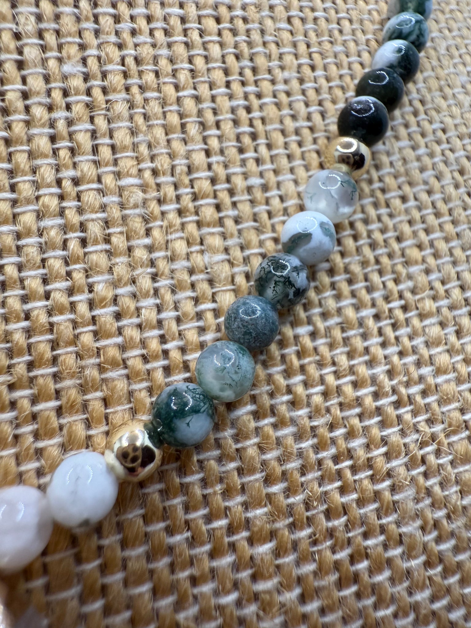 Tree Agate & 14K Gold Beaded Necklace