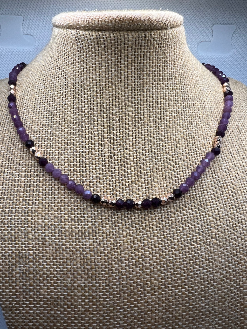 Amethyst & Rose Gold Hematite Necklace – 42.5cm