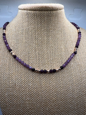 Amethyst & Rose Gold Hematite Necklace – 42.5cm