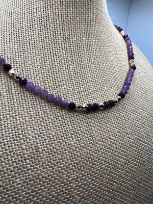 Amethyst & Rose Gold Hematite Necklace – 42.5cm