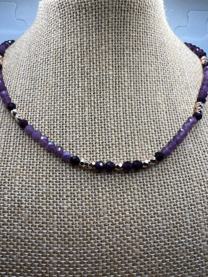 Amethyst & Rose Gold Hematite Necklace – 42.5cm