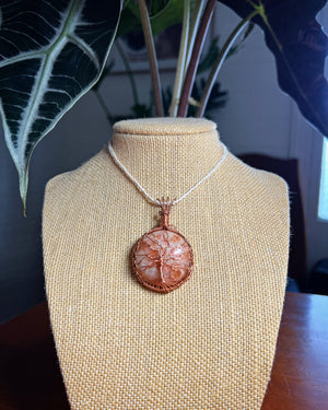 Sunstone Tree of Life Necklace: Radiance and Joy Wrapped in Copper